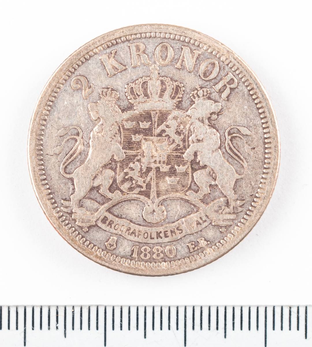 Mynt, Sverige, 2 kronor, 1880.