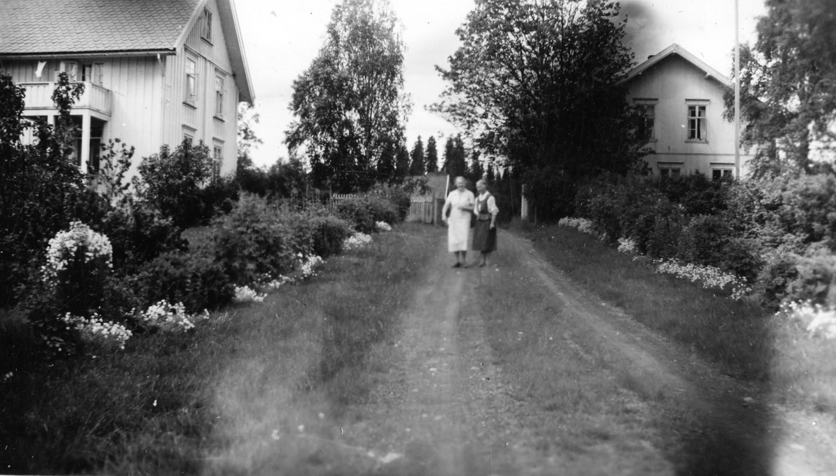 Agnes Graff og Anna Skavhaugen på vei til Skavhaugen gård.