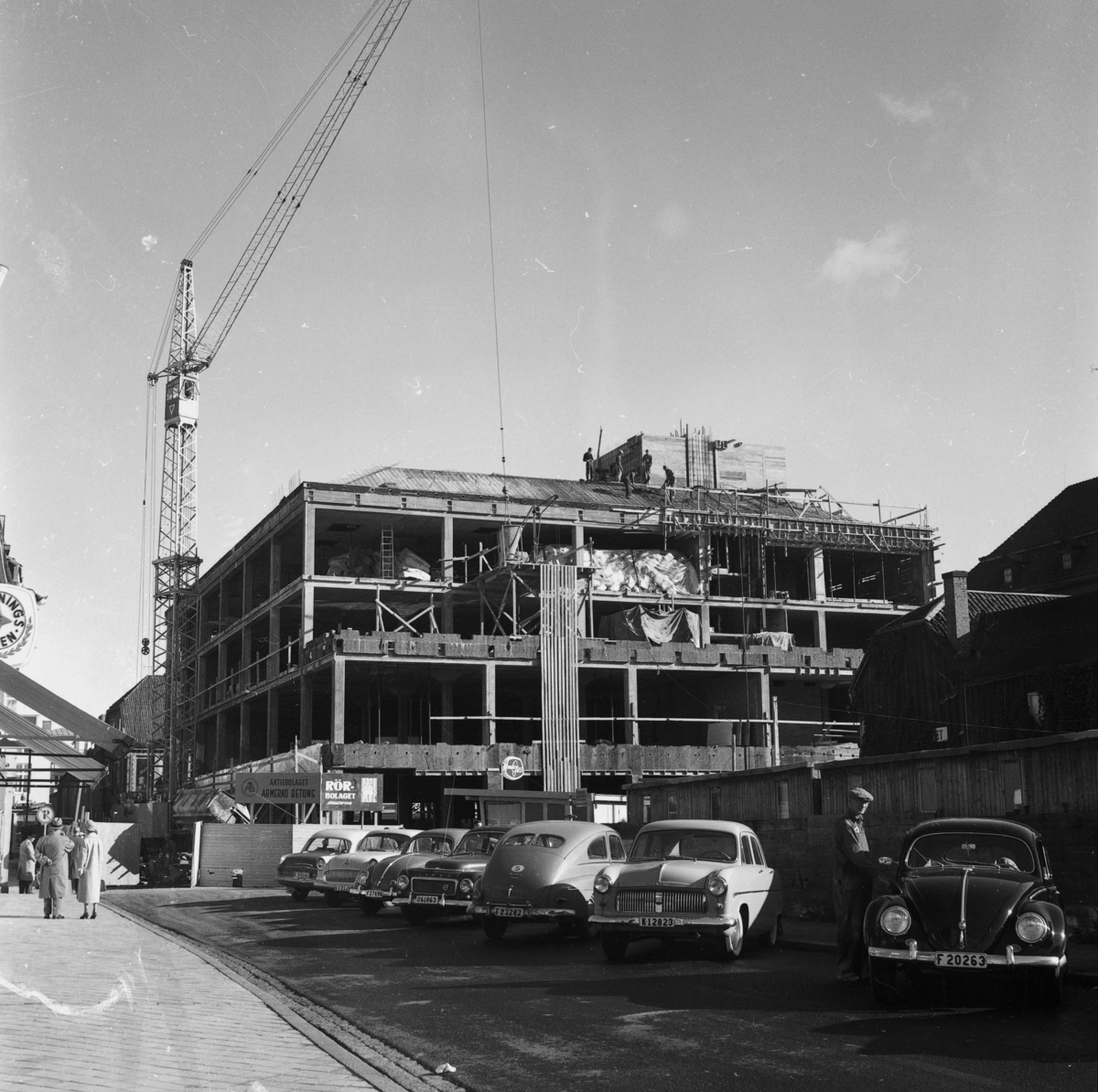 Domus varuhuset i Jönköping under uppbyggnad år 1959,