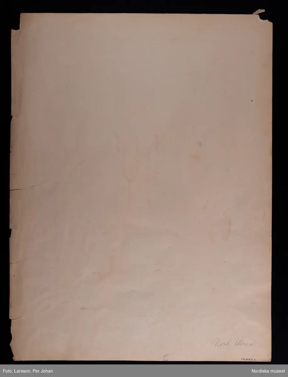 Huvudliggaren:
"7 st. utkast till krokaner, utförda av konditor C. J. Graftsröm 1852-1860. Gåva den 10/3 1908 av Thulin Fanny, fru, f. Hellbacher, Piteå."