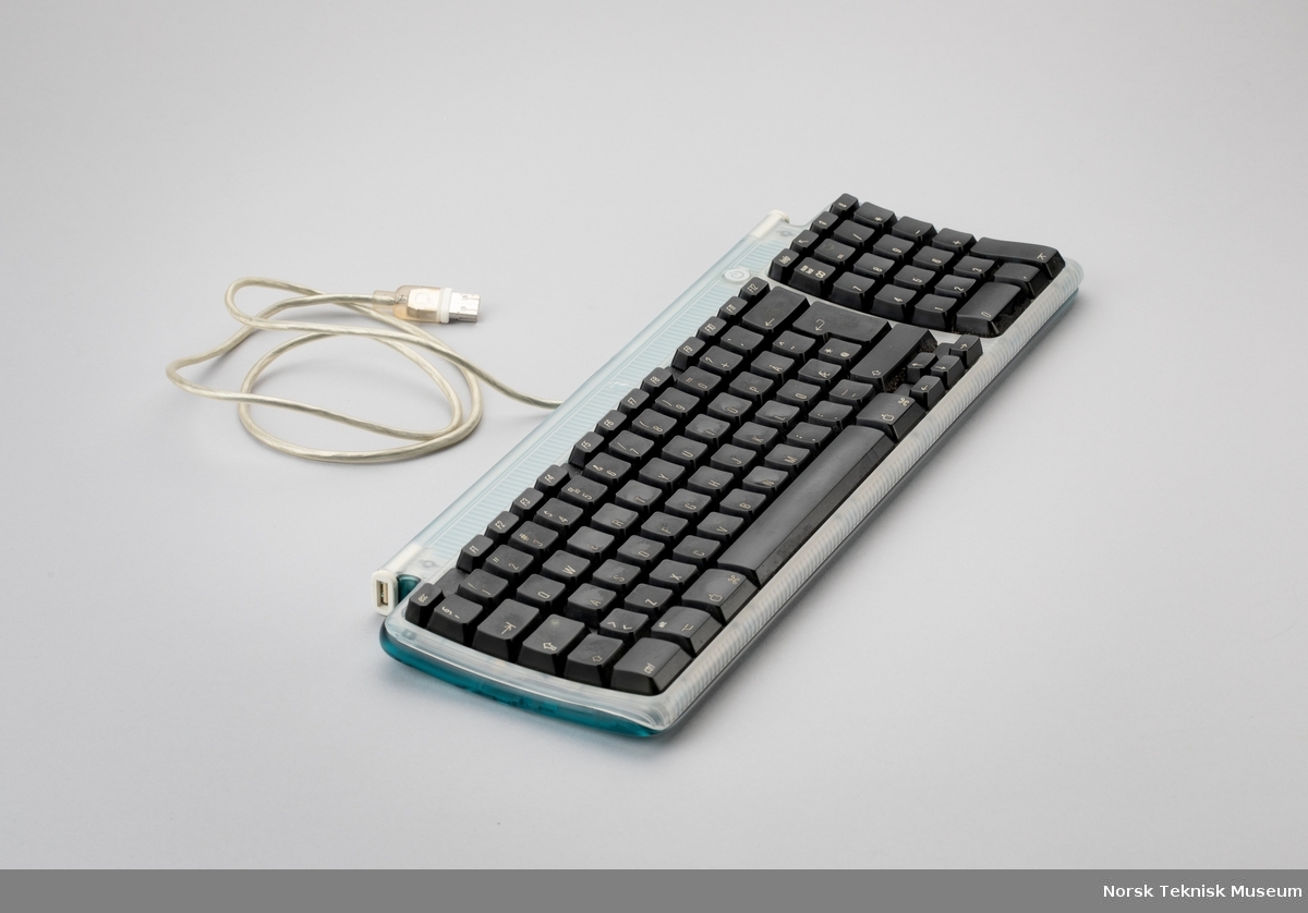 Standard qwerty-tastatur med norsk tegnsett, iMac design, grønn farge / transperent