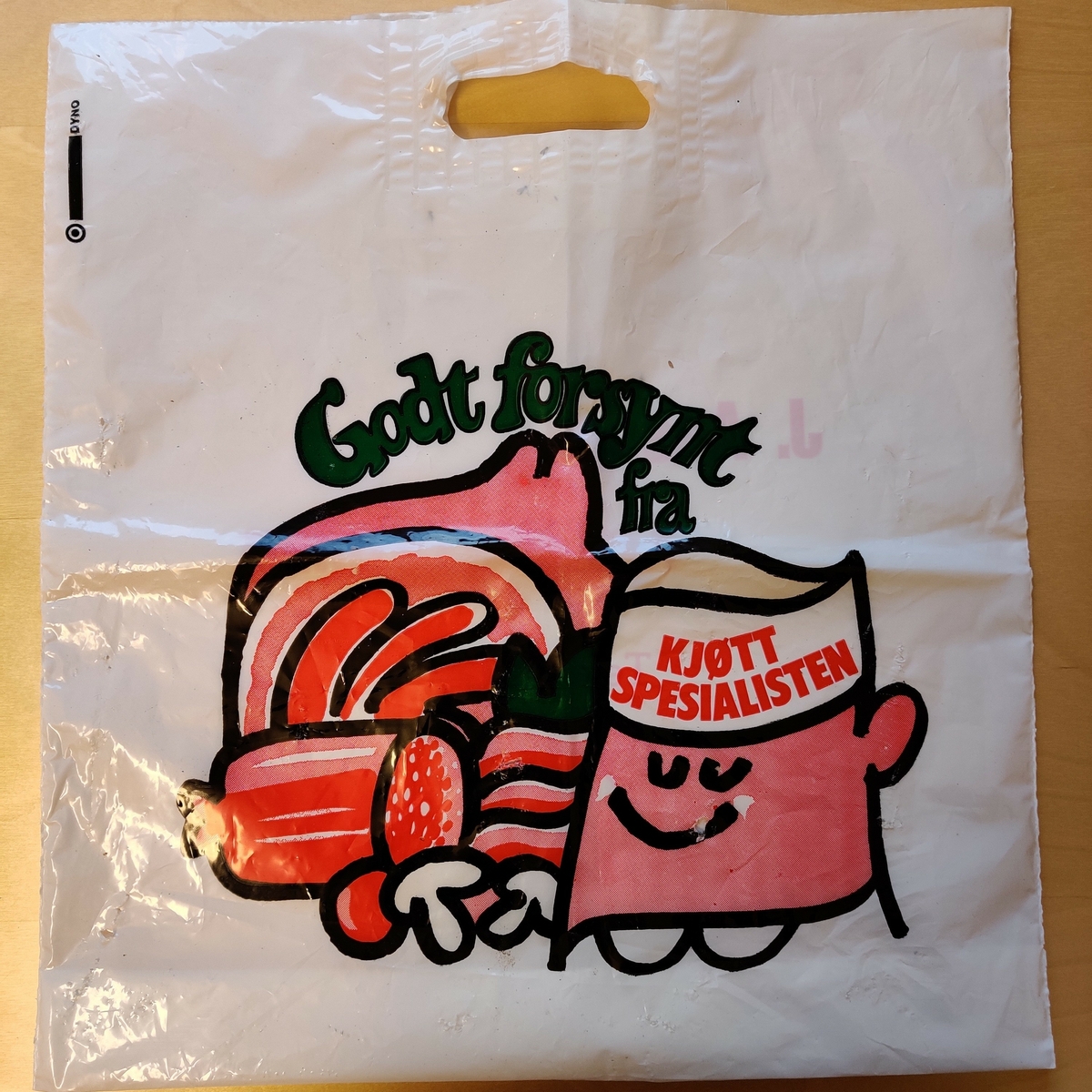 Plastpose fra J. Aasens kjøttforretning på Tynset.