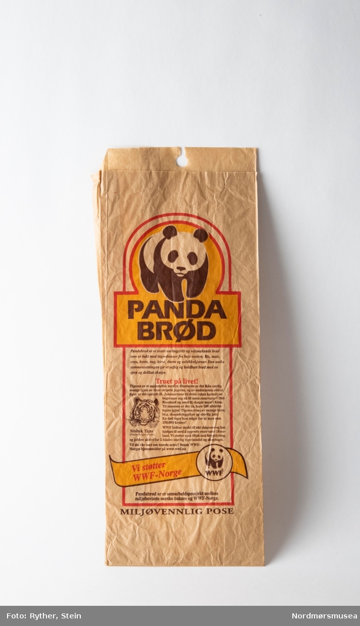 Papirpose for Pandabrød. "Vi støtter WWF-Norge.