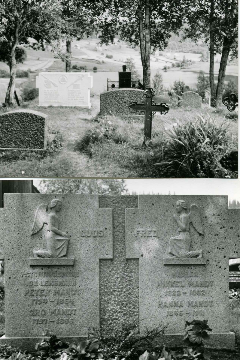 To bilete av Mandt gravsteinen i Eidsborg, laga av Anne Grimdalen