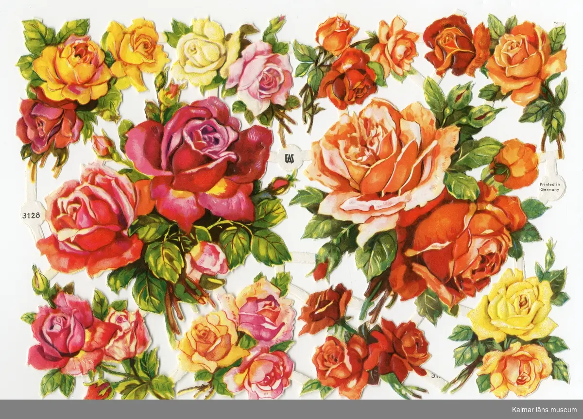Blomstermotiv, rosor i olika färger. 10 olika motiv.