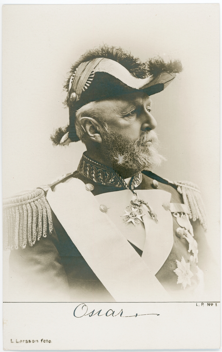Brevkort - Kung Oscar II i amiralsuniform, omkring 1900