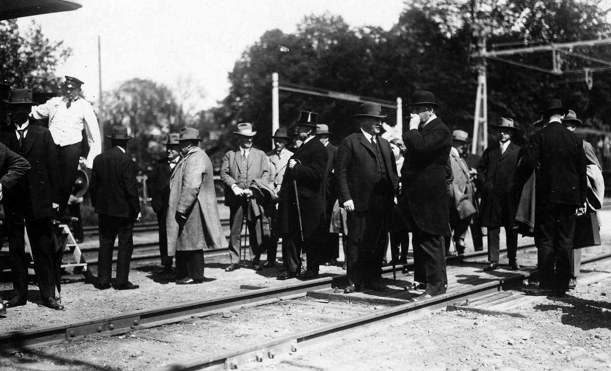Alingsås station 1926 då det första elektriska tåget kom till Alingsås.