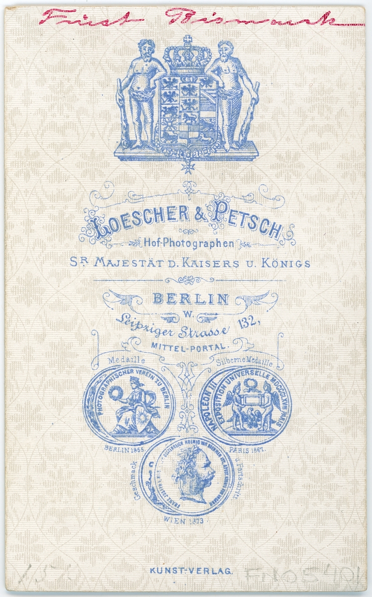 Kabinettsfotografi - Otto von Bismarck, Berlin
