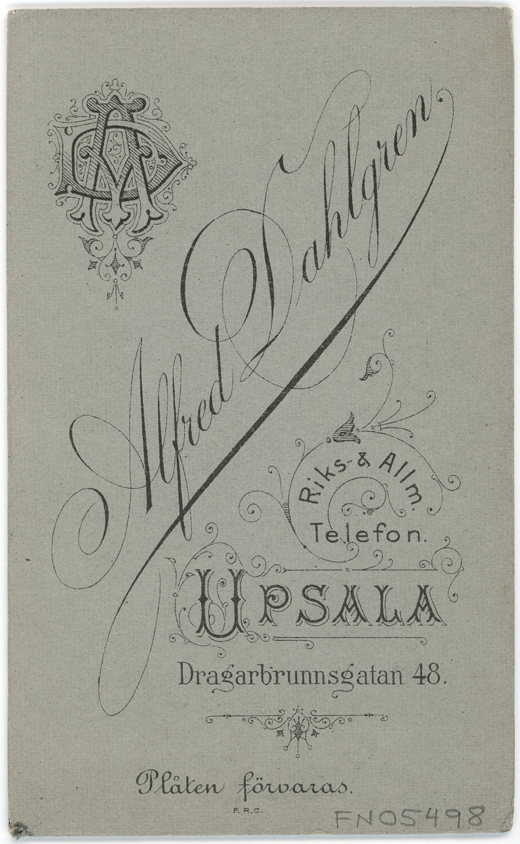 Kabinettsfotografi - kyrkoherde Lewander, Uppsala 1905
