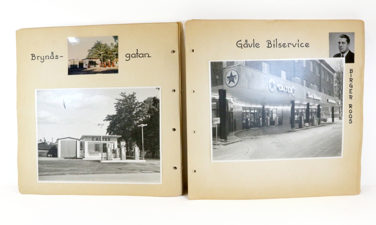 Fotografier visande CALTEX-bensinstationer i bland annat Gästrikland och Hälsingland.