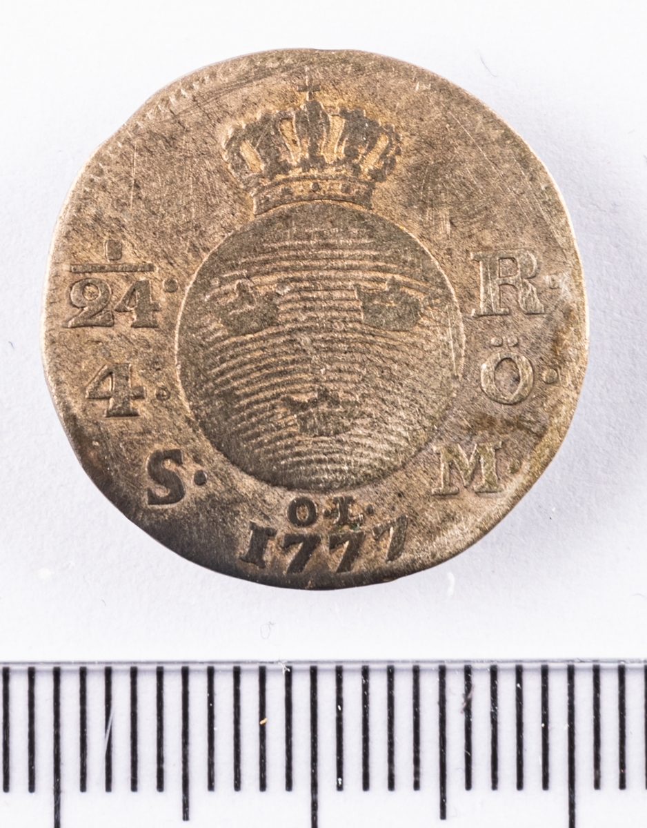 Mynt, Sverige, 1/24 riksdaler, 1777.