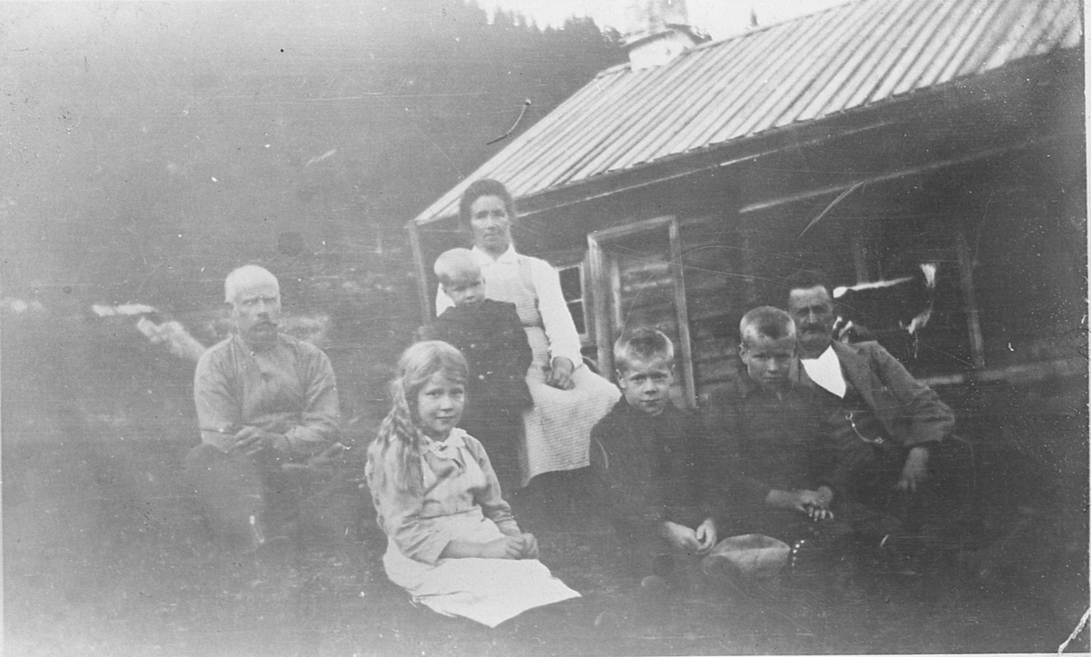 Voksne og barn på Halsteinrud, Nerdalsskogen, ca. 1919. - Sigdal Museum ...