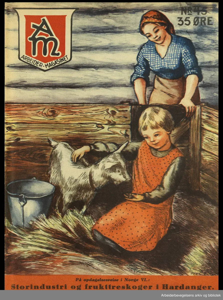 Arbeidermagasinet - Magasinet for alle. Forside. Nr. 2. 1935. Tegning ...