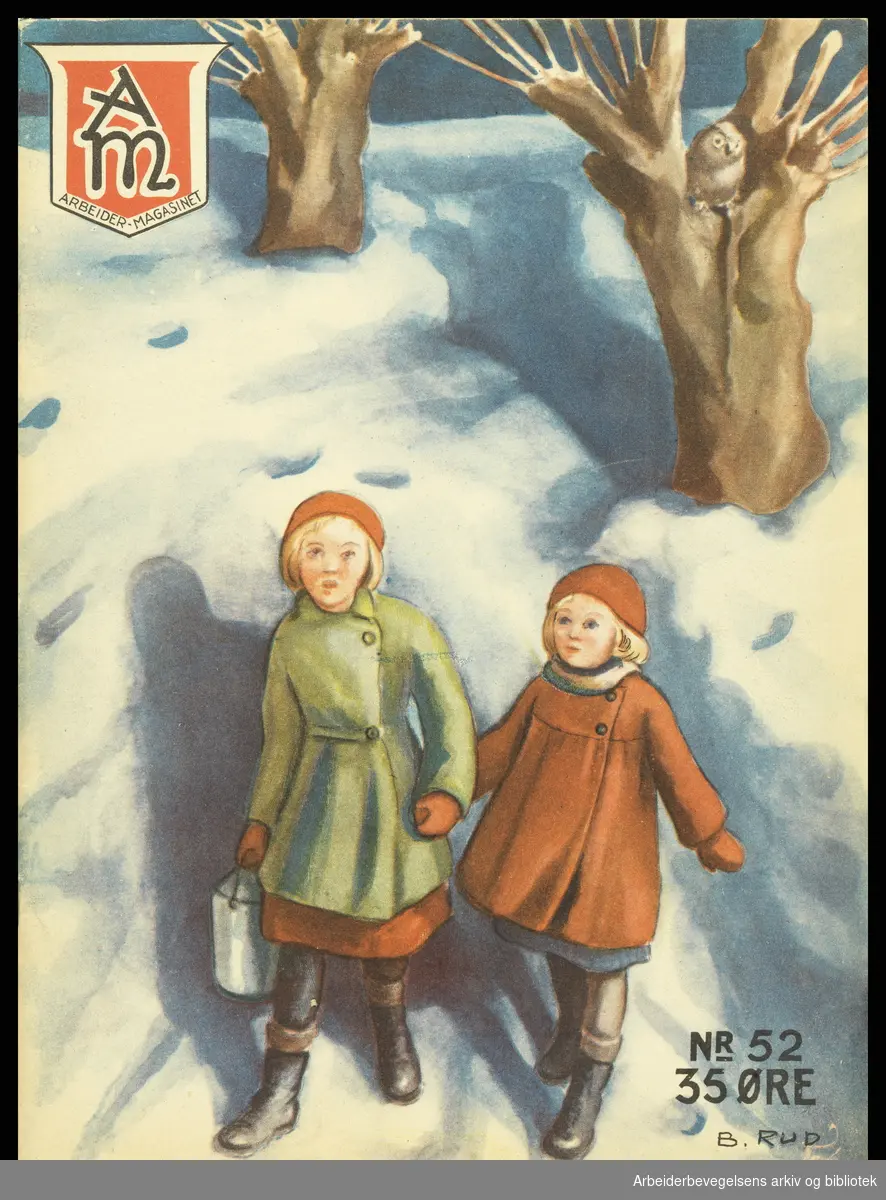 Arbeidermagasinet - Magasinet for alle. Forside. Nr. 52. 1935. Illustrasjon: Borghild Rud.