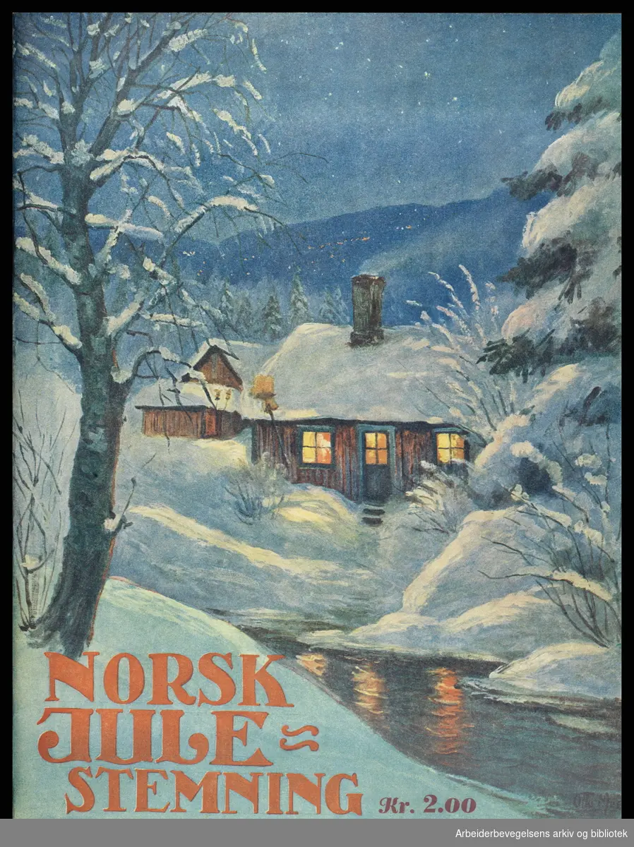 Norsk Julestemning 1948. Julehefte utgitt av Typografkoret i Oslo. Omslagsillustrasjon: Otto Moe..
