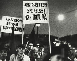 Sporveisstreiken i Oslo 1970. Tirsdag 27. Oktober. Demonstra