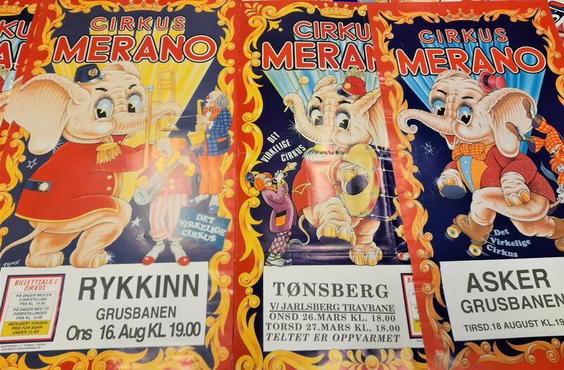 Cirkus Merano plakater fra Rykkin, Tønsberg og Asker. Foto: MiA.