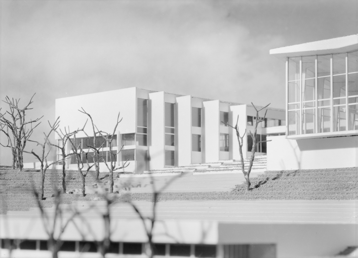 Foto av arkitektmodell av Alfheim, Tromsø.