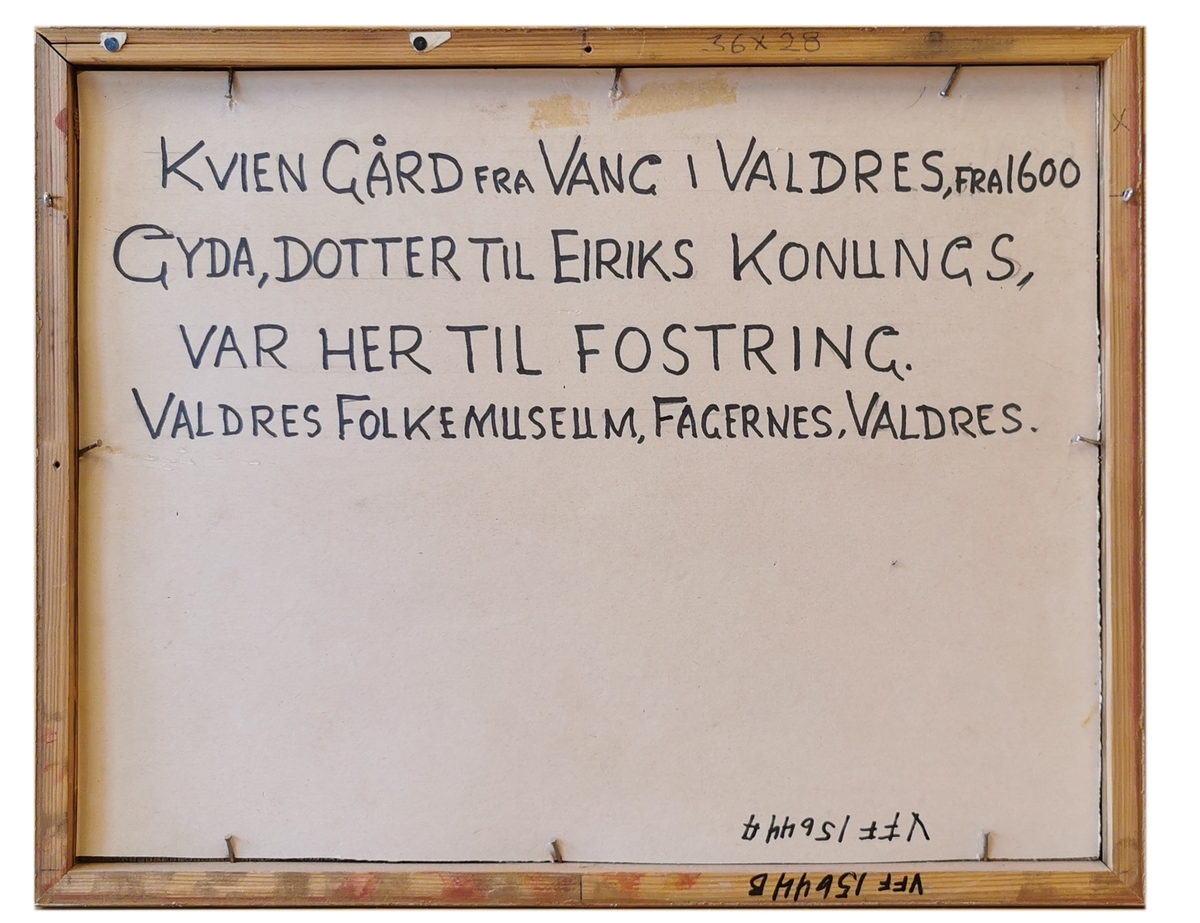 Maleri av Kvietunet på Valdres Folkemuseum.