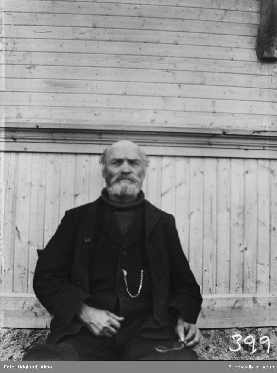 Porträtt av Nils Olof Sjölin, Fanbyn. Han verkade som baptistpredikant i bland annat Gransjön, Munkbysjön och Stöde.