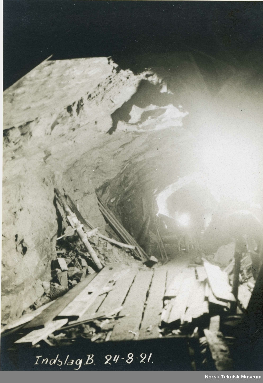 Sprengning av tunnel, Glomfjord 1921