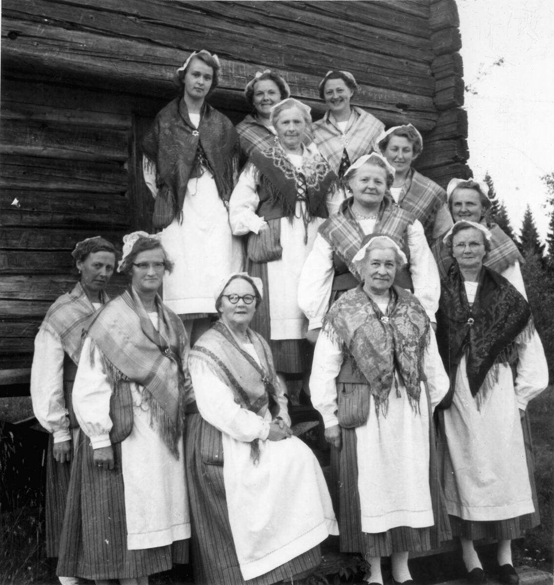 Några av Norabygdens damer i sockendräkt vid Noradagen på Murberget.