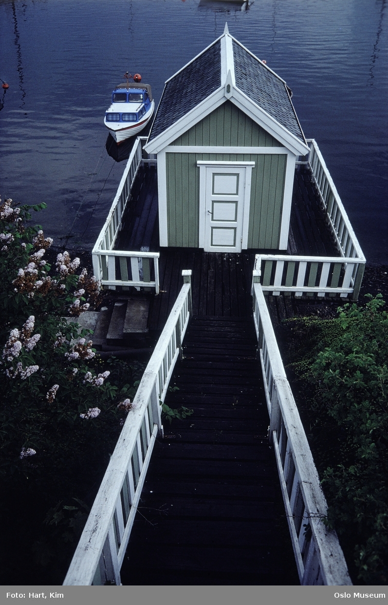 badehus, fjord, båt