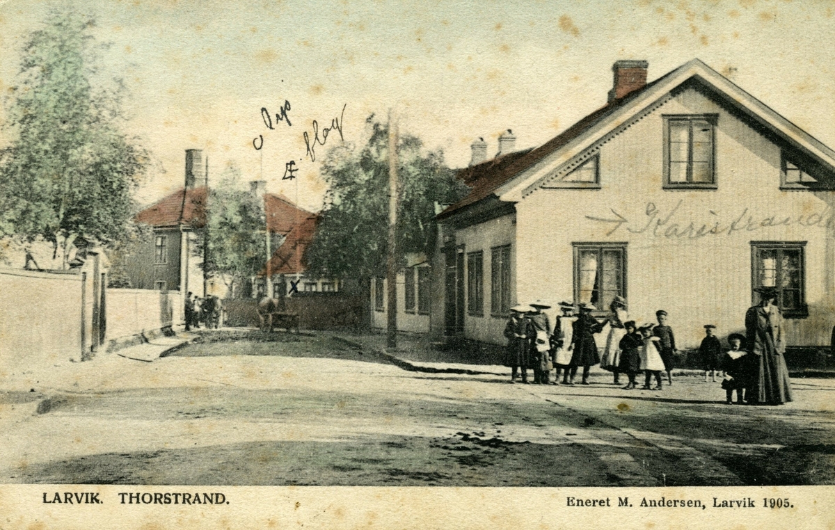 Postkort med motiv frå Thorstrand, Larvik 1905