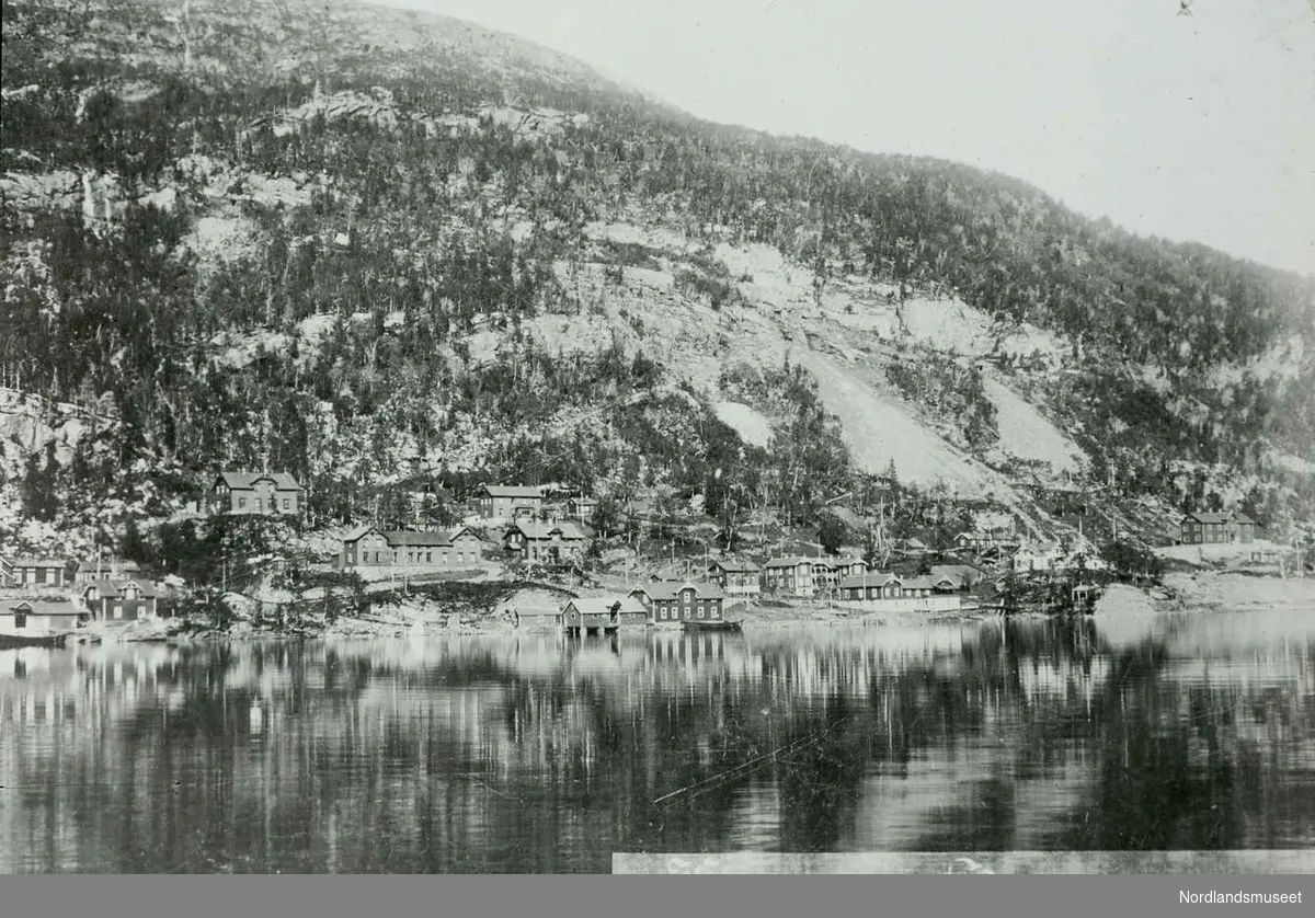 Furulund. 
Fra før 1905. Vi ser at nedenfor ”Villa Skaugum” ligger Vollbrakka (nå var det vel Mjåseth-brakka) ved veien opp til Verkstedhaugen. (Bolig til legen bygget i 1905 er ikke med på bildet.). 
Foto Ukjent.