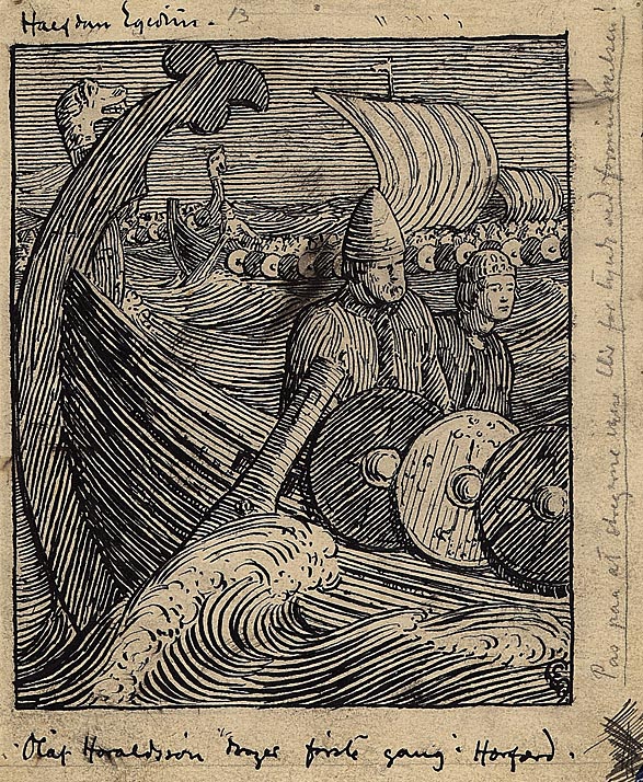 Ill. til "Olav den Helliges Saga" i Snorre Sturlason, Kongesagaer, Kristiania 189 [Illustrasjon]