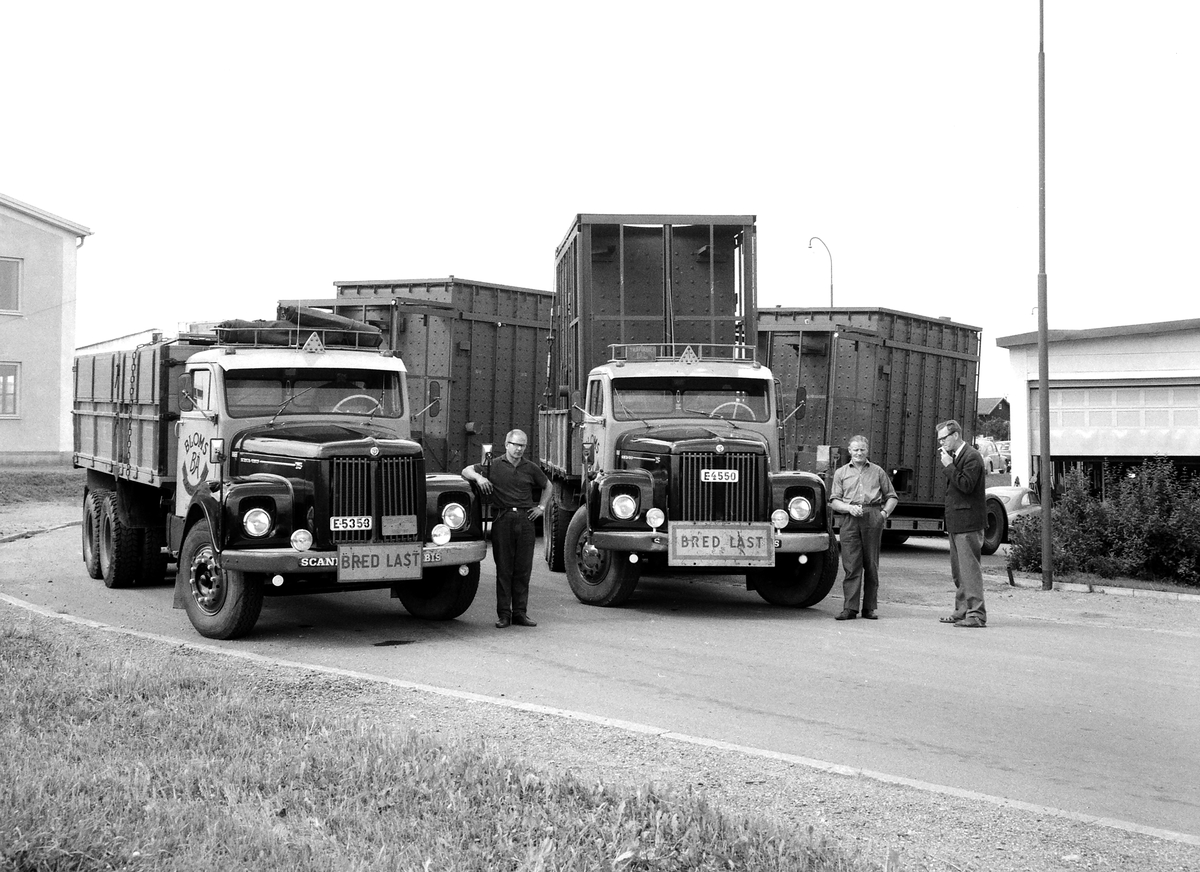 Lastbilar vid Bloms åkeri på Industrigatan, 1963.