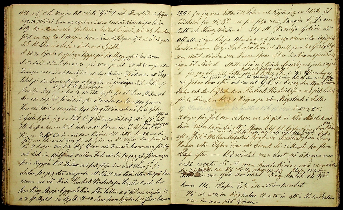Dagbok åren 1866-1875 efter Hemmansägare Sigge Erik Jansson i Översätra, Stora Skedvi socken.