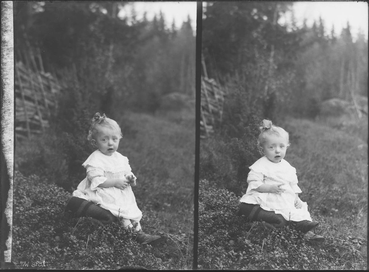 Fotografering beställd av Ivan Lundström. Föreställer sannolikt dottern Margit Birgitta (1923-2000). Här bosatt på Svedjorna under Hälljö i Fläckebo.