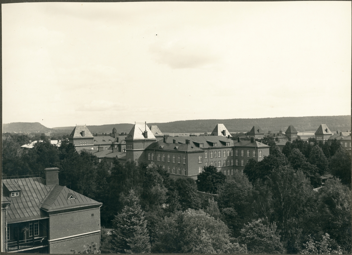 Vänersborg, Restads sjukhus. Sjukhuset fotograferat från vattentornet