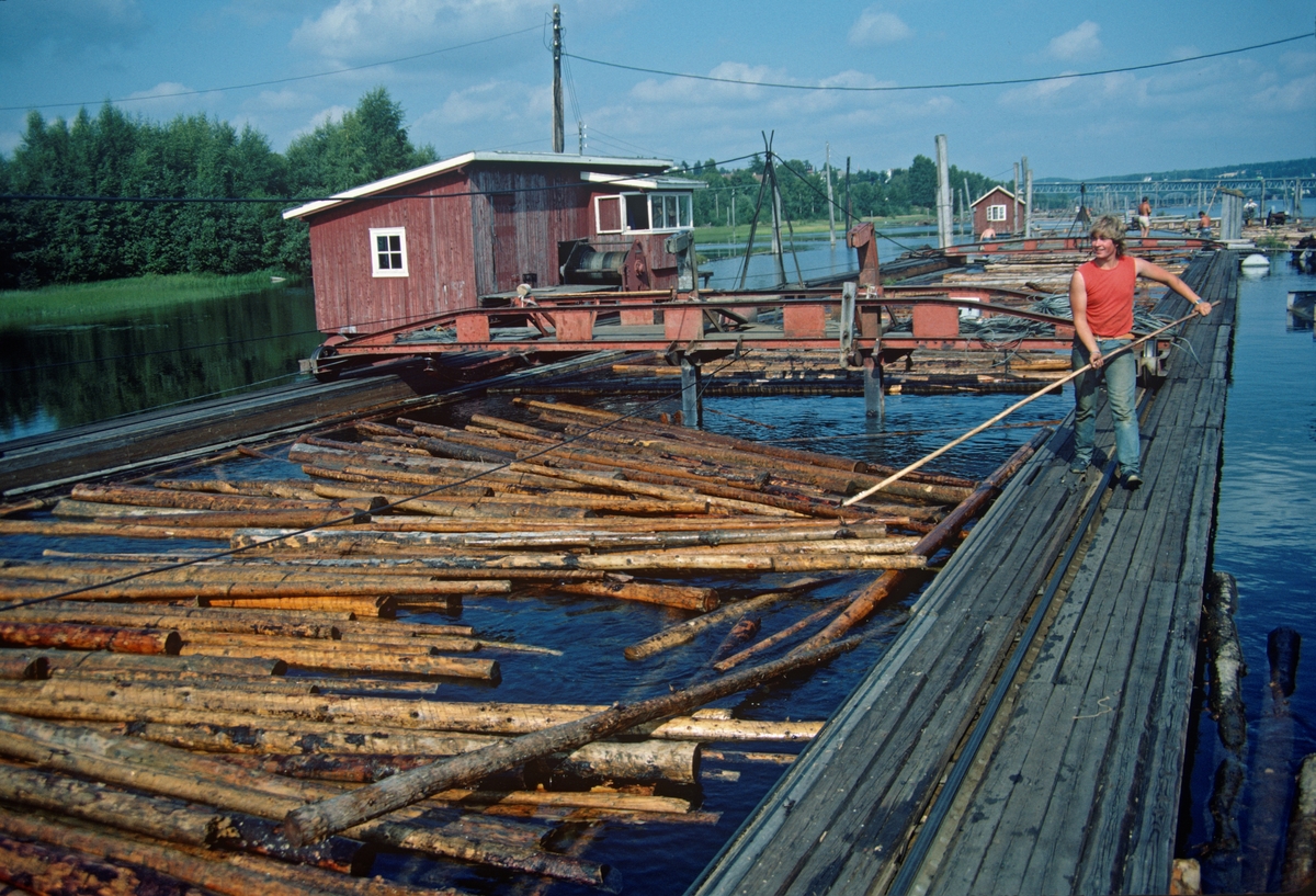 «Renna» som førte tømmeret mot en av «mosemaskinene» ved Glennetangen lense i Glomma, Østfold.