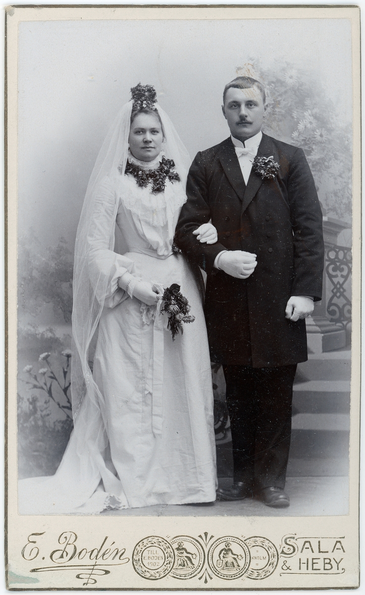 Kabinettsfotografi - brudpar, Sala 1903