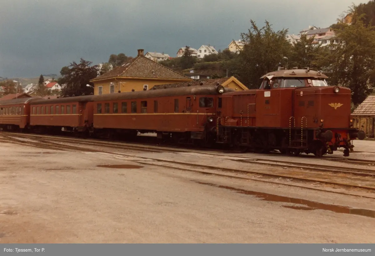 Diesellokomotiv Di 2 819 med ekstratog på Ålgård stasjon. Toget ble kjørt i forbindelse med åpningen av et byggevaresenter på Ålgård