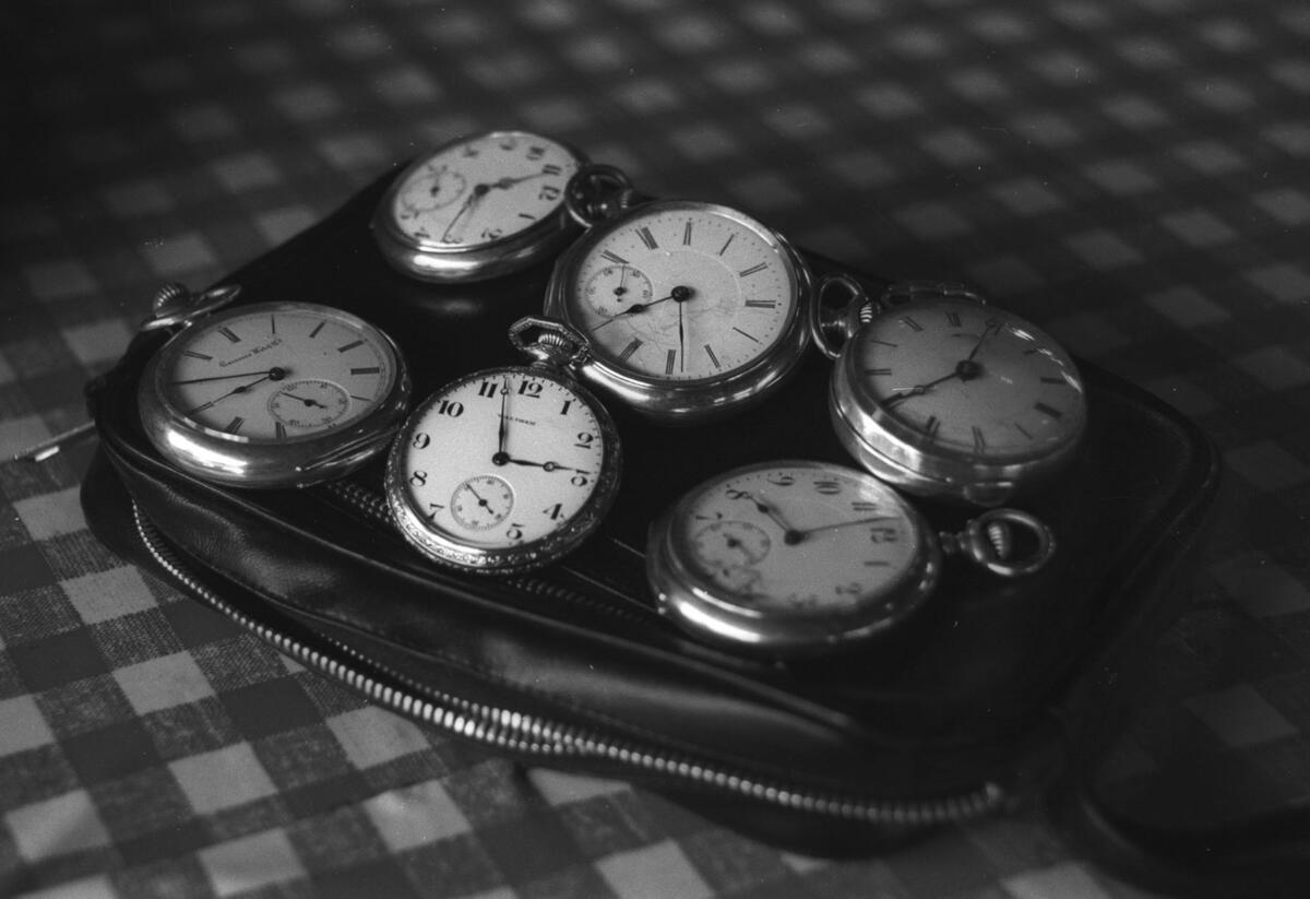A selection of pocket watches.