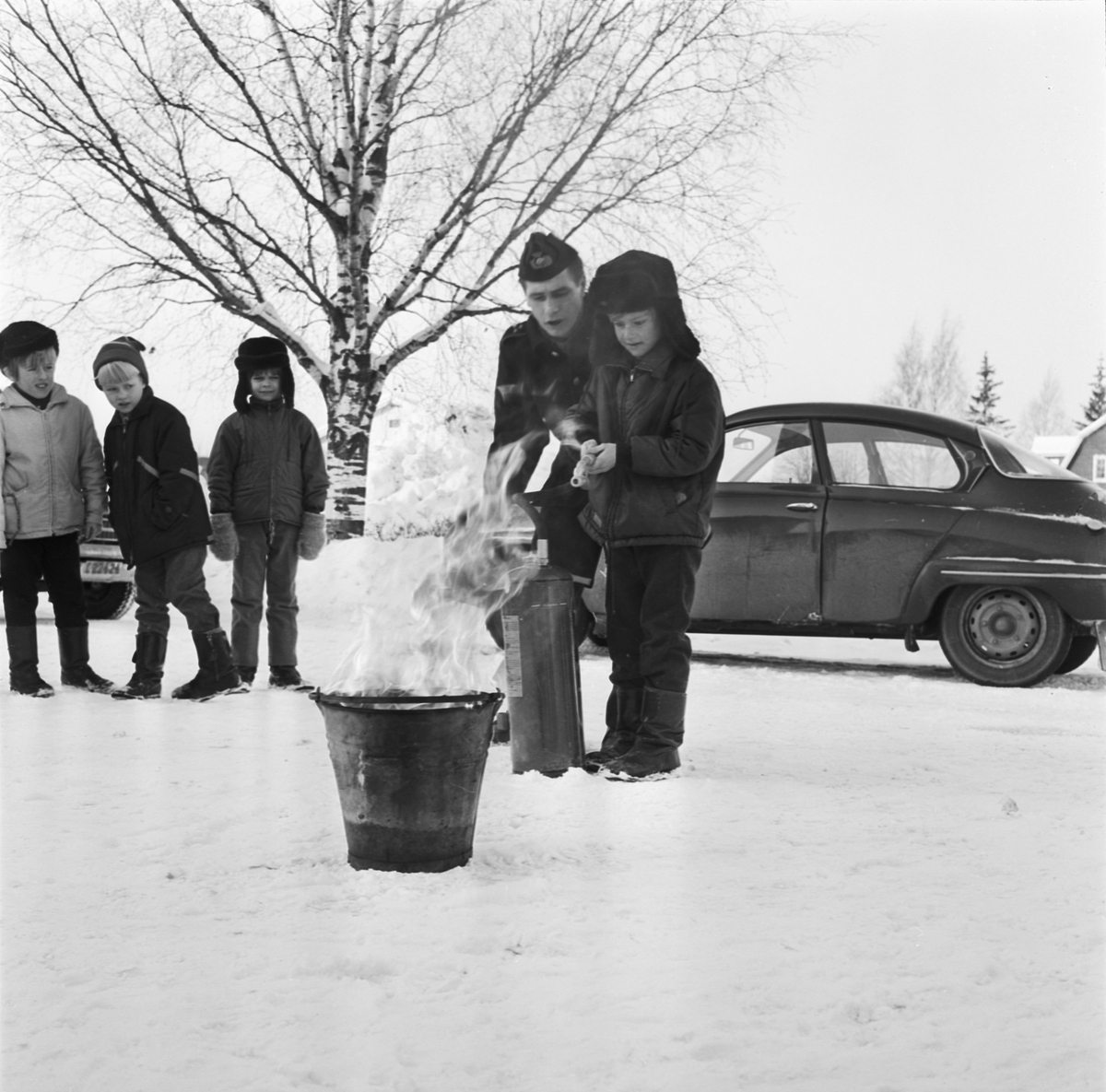 2:a-klassare brandövade, Tierp, Uppland 1970