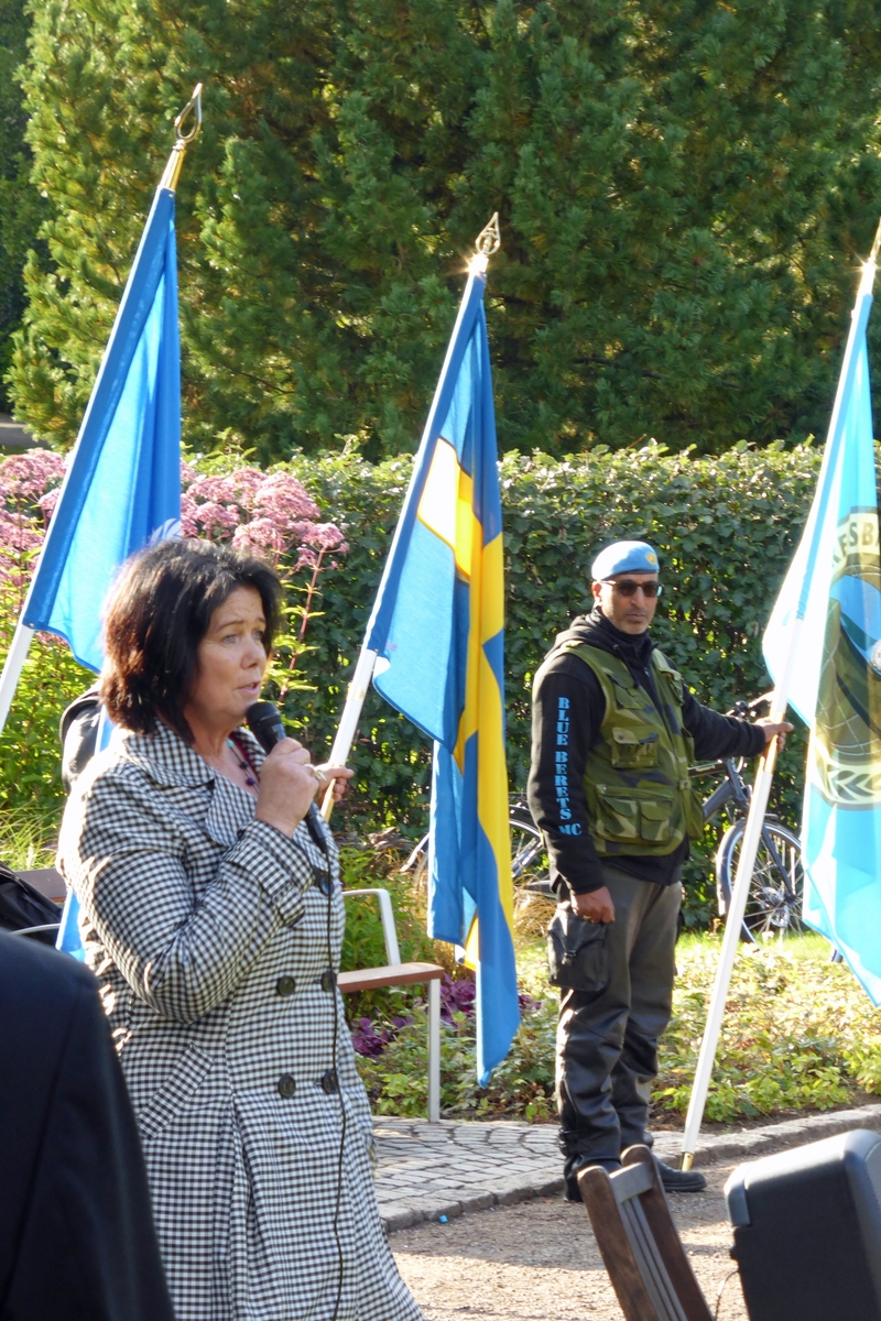 Minnesstenen i Garpaparken i Skövde för personal i FN-tjänst invigs 2018-09-03.