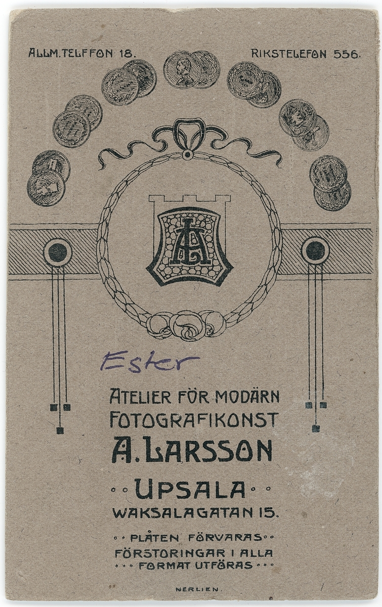 Kabinettsfotografi - Ester, Uppsala 1915