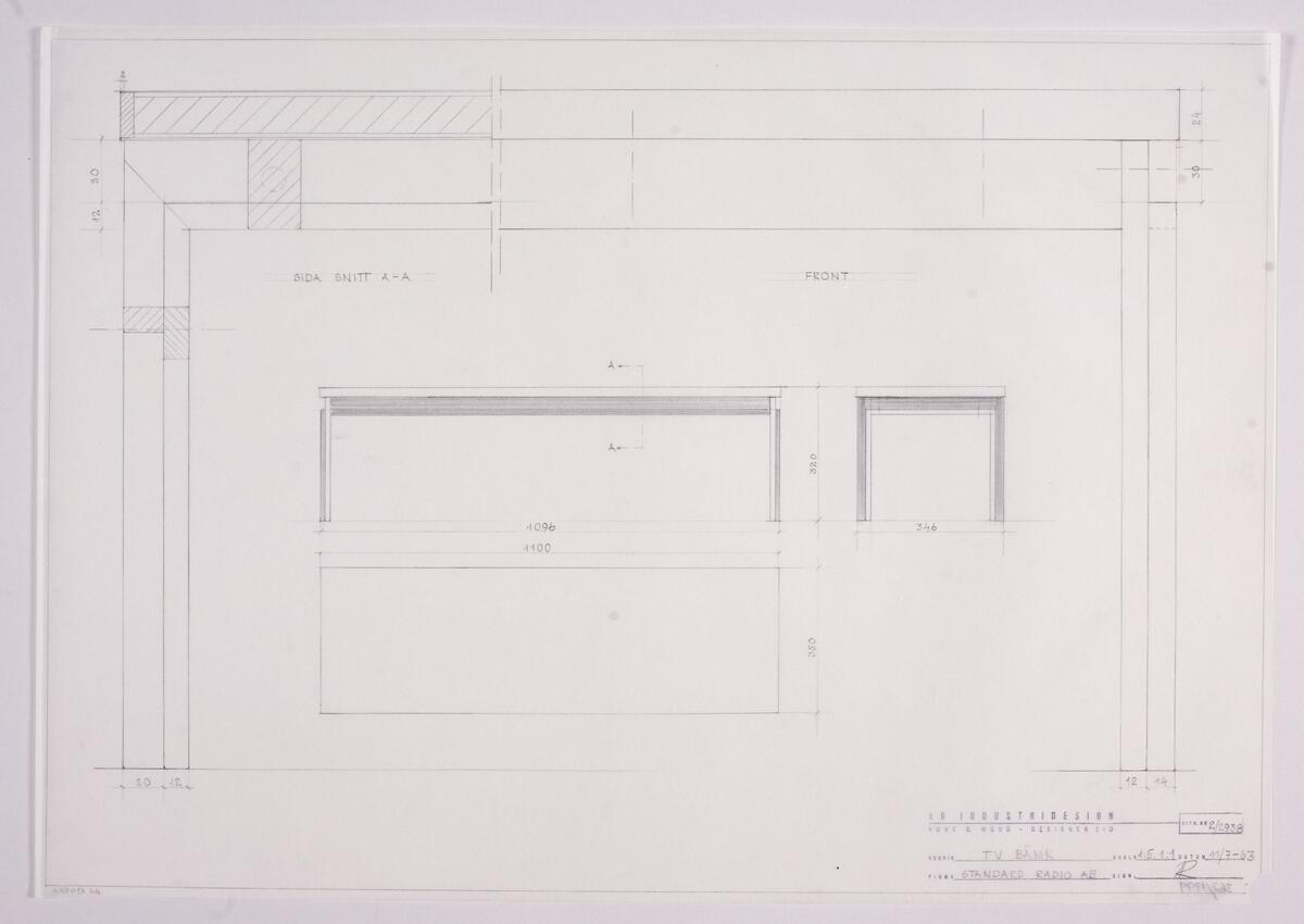 Tv-bänk [ritning] - Designarkivet / DigitaltMuseum