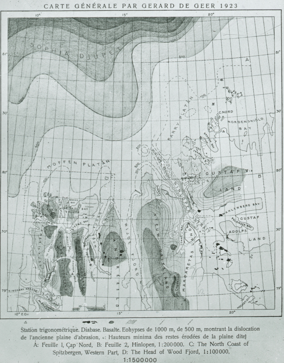 Fotografi från expedition till Spetsbergen. Karta över Spetsbergen, 1923.