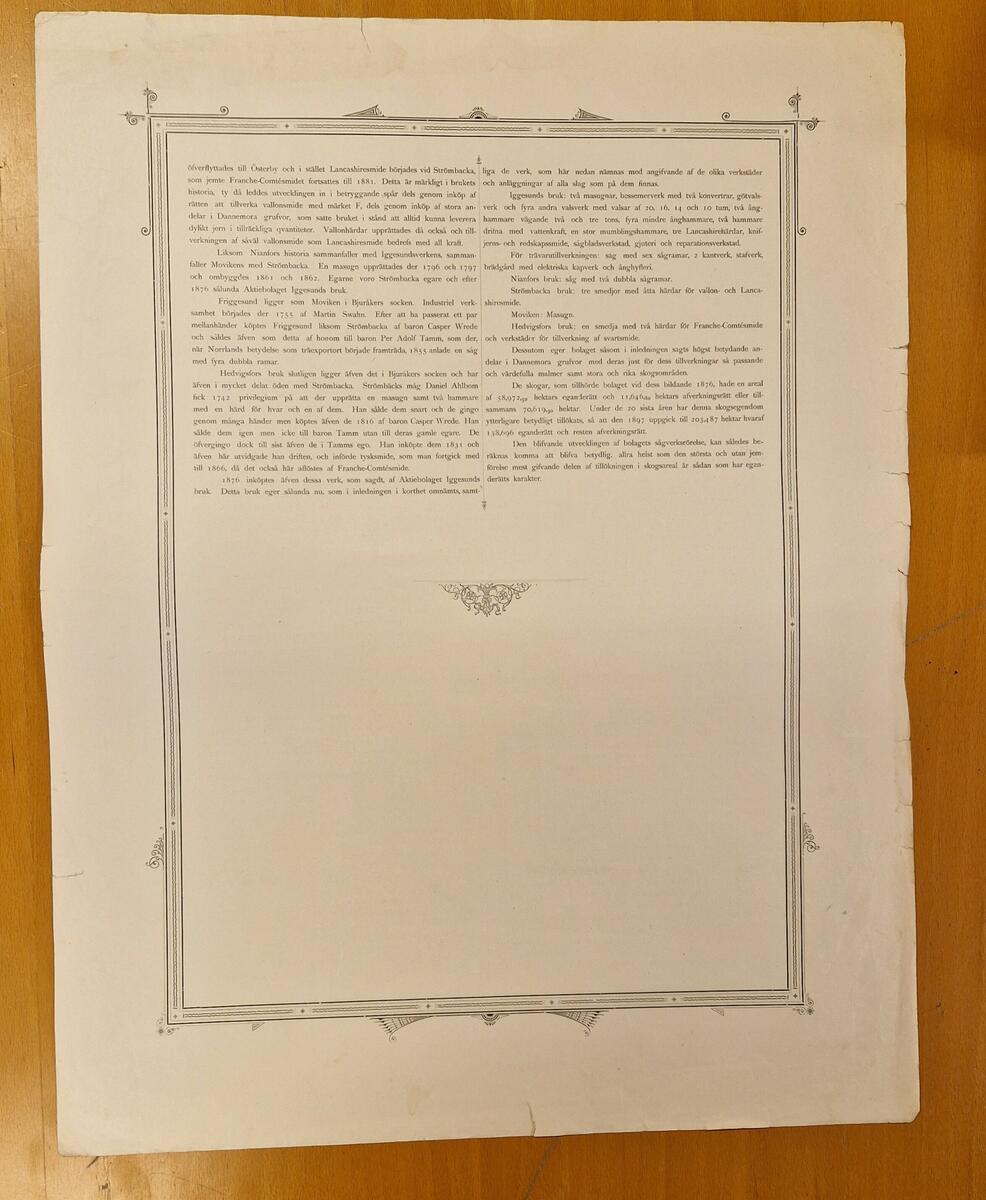 Tjugo sidor korta texter om olika företag.

1. Wennberg & Ramstedts ångqvarnsaktiebolag.
2. Dito.
3. Ludwigsbergs Verkstads Aktiebolag.
4. Gefle ullspinneri och Trikåfabrik, A. Ferd. Sjöberg.
5. Fagersta Bruk.
6. Stora Varfvet.
7. Berglunds Mekaniska Verkstad.
8. Aktiebolaget Iggesunds Bruk (2 sidor).
9. Höganäs Stenkolsbolag. På baksidan: Varpnäs Förlags Aktie Bolag Söderhamn.
10. Höganäs Stenkolsbolag.
11. J.O Öberg & Son, Eskilstuna.
12. Aktiebolaget Barnängens Tekniska Fabrik.
13. Lindholmens verkstads Aktiebolag Göteborg.
14. Ytterstfors Trävaru - Aktiebolag.
15. Berglunds Mekaniska Verkstad.
16. Roma sockerbruk.
17. A. L Helleberg & Son.
18. Roma Sockerbruk.
19. Nya Aktiebolaget Atlas.
20. Aktiebolaget Finspongs Styckebruk.