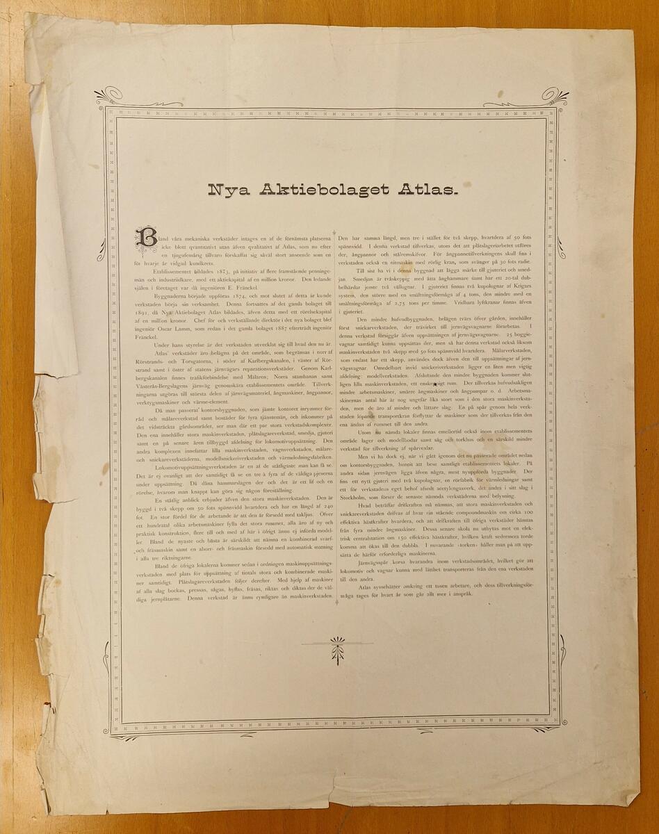 Tjugo sidor korta texter om olika företag.

1. Wennberg & Ramstedts ångqvarnsaktiebolag.
2. Dito.
3. Ludwigsbergs Verkstads Aktiebolag.
4. Gefle ullspinneri och Trikåfabrik, A. Ferd. Sjöberg.
5. Fagersta Bruk.
6. Stora Varfvet.
7. Berglunds Mekaniska Verkstad.
8. Aktiebolaget Iggesunds Bruk (2 sidor).
9. Höganäs Stenkolsbolag. På baksidan: Varpnäs Förlags Aktie Bolag Söderhamn.
10. Höganäs Stenkolsbolag.
11. J.O Öberg & Son, Eskilstuna.
12. Aktiebolaget Barnängens Tekniska Fabrik.
13. Lindholmens verkstads Aktiebolag Göteborg.
14. Ytterstfors Trävaru - Aktiebolag.
15. Berglunds Mekaniska Verkstad.
16. Roma sockerbruk.
17. A. L Helleberg & Son.
18. Roma Sockerbruk.
19. Nya Aktiebolaget Atlas.
20. Aktiebolaget Finspongs Styckebruk.