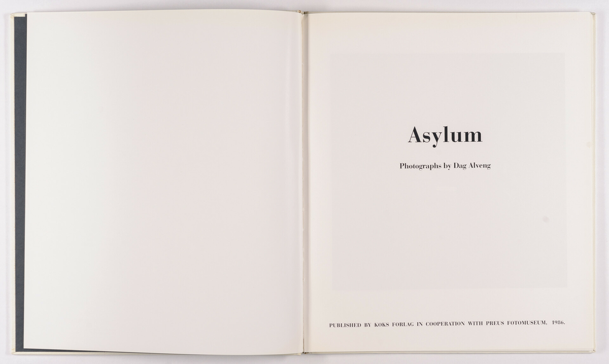 Fotobok gitt ut i 1986 av Koks forlag i samarbeid med private Preus fotomuseum. Illustrert med fotografier tatt på natten når fotograf Dag Alveng var nattevakt ved psykiatrisk institusjon, i tidsrommet 1979-1982. Design av boka er av Per Maning. Gitt ut i 400 eksemplarer.