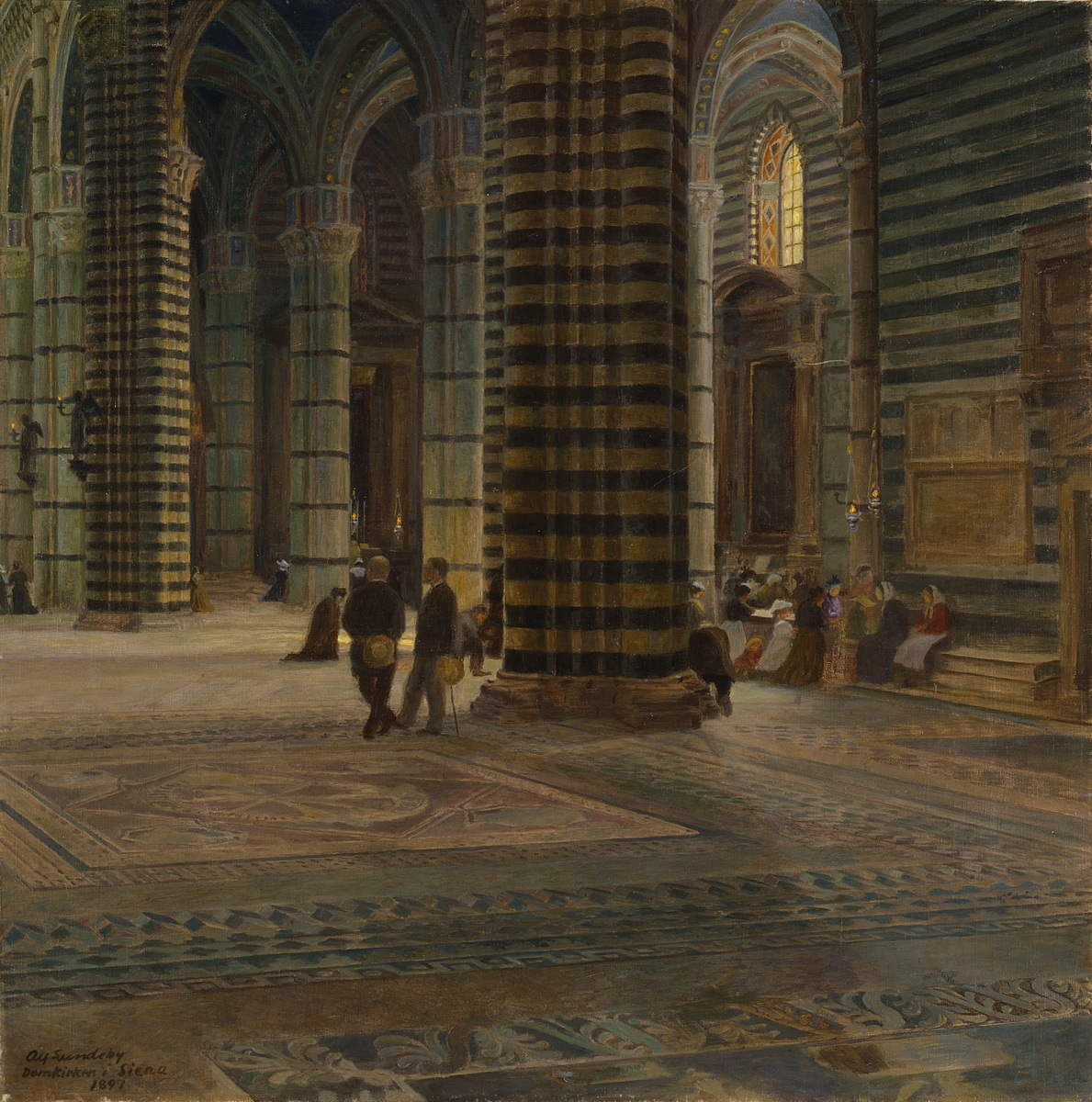 Interiør fra domkirken i Siena [Maleri]
