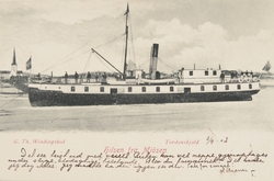 Postkort, Mjøsbåten D/S Tordenskjold i issørpe på Mjøsa uten