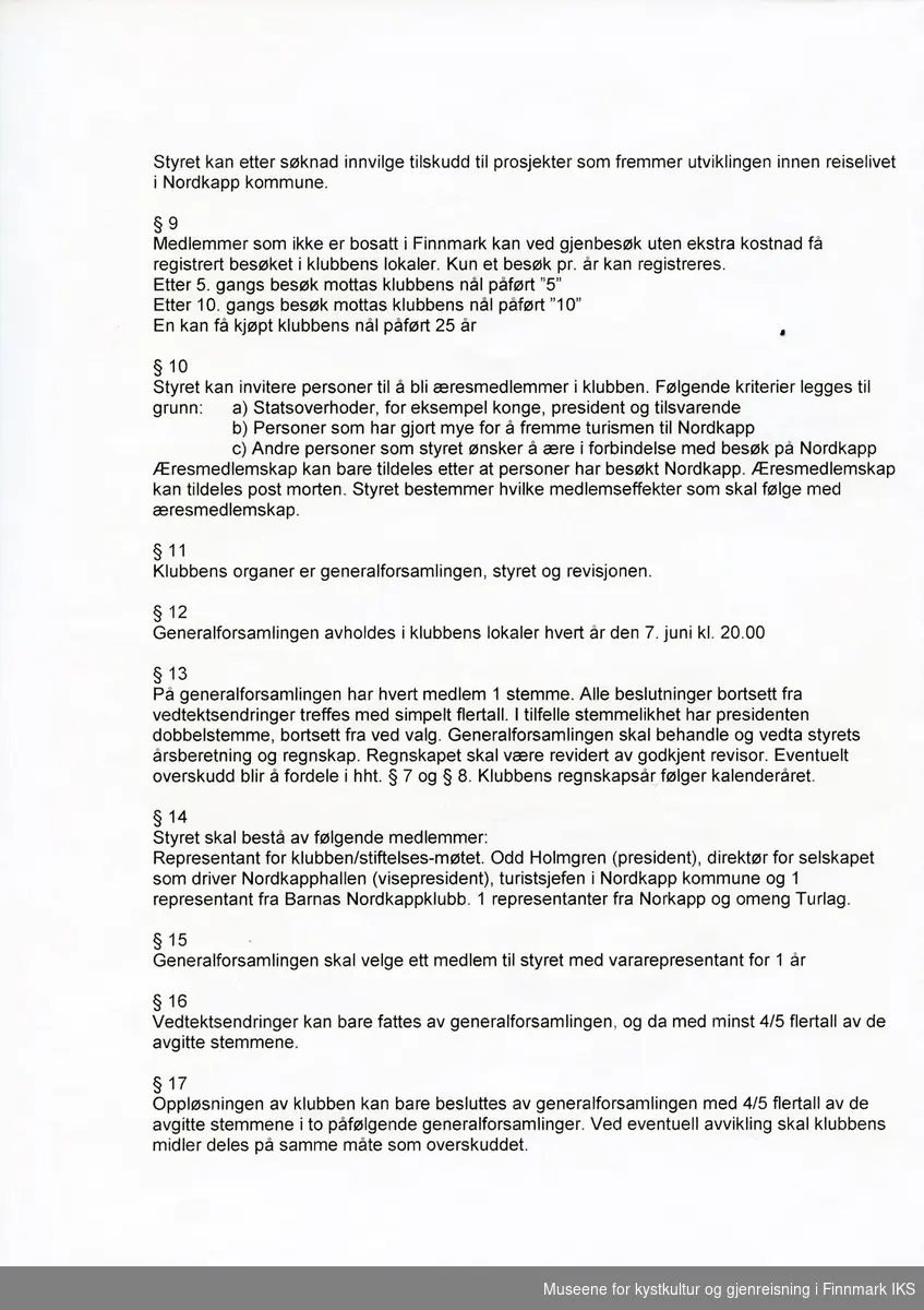 Informasjonsbrosjyre: Historikk og vedtekter - The Royal North Cape Club - 71°10'21''
