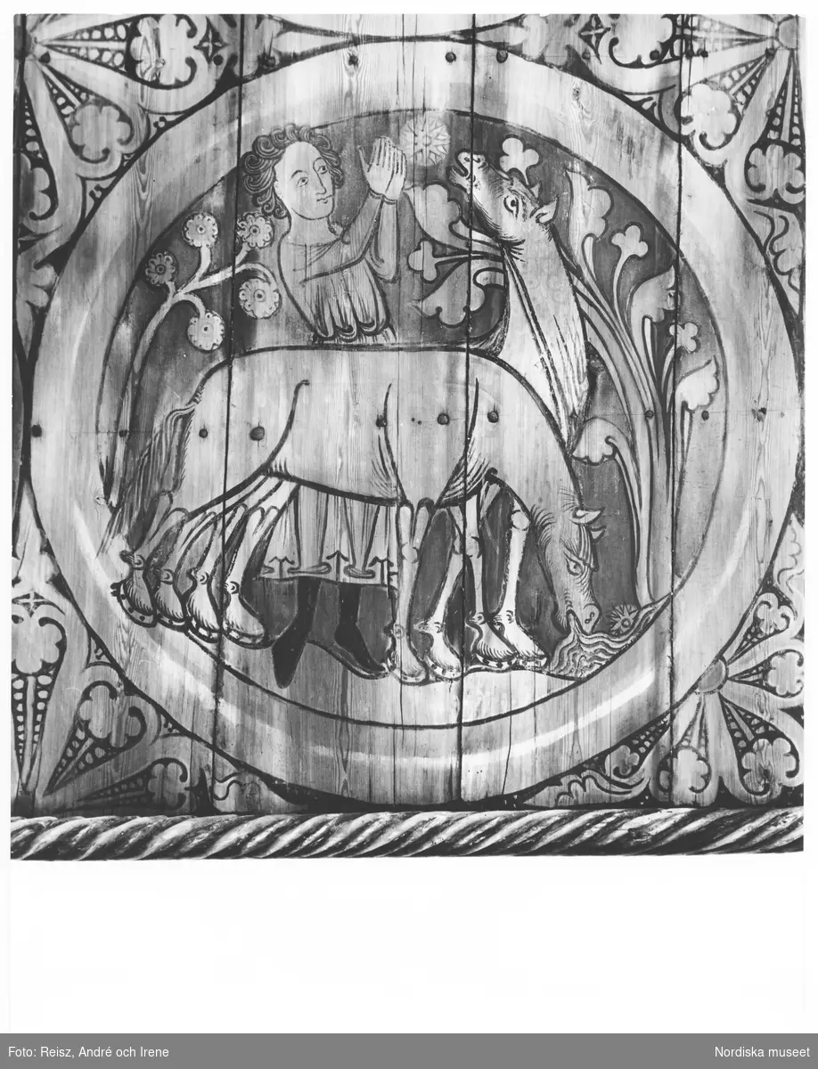 Småland. Staffan, takmålning från slutet av 1200-talet av Mäster Sigmund i Dädesjö gamla kyrka.